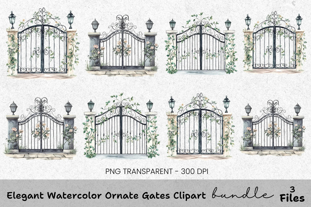 Elegant Ornate Gates Clipart Bundle