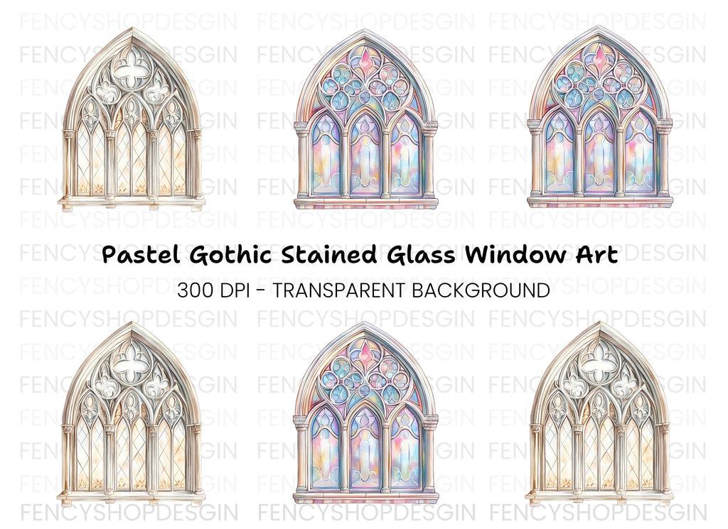Elegant Gothic Arch Window Clipart Bundle