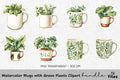 Green Plants Mugs Clipart Bundle