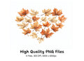 Autumn Maple Leaf Heart Clipart Bundle