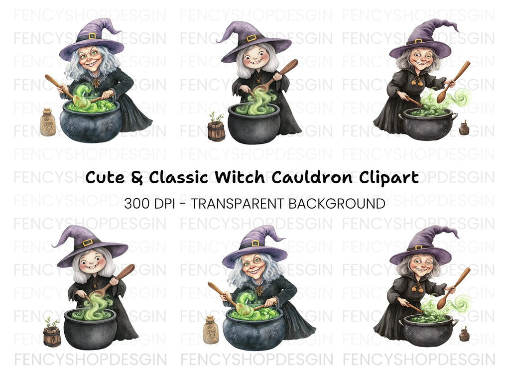 Witches Brewing Potions Clipart Bundle