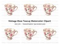 Pink Rose Teacup Clipart Bundle