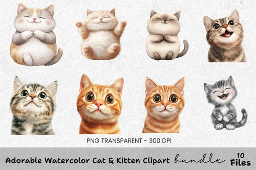 Adorable Cat Kitten Clipart Bundle
