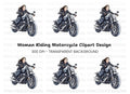Woman Riding Motorcycle Clipart Bundle