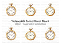 Elegant Vintage Pocket Watch Clipart Bundle