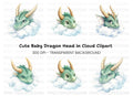 Cute Cloud Dragon Heads Clipart Bundle