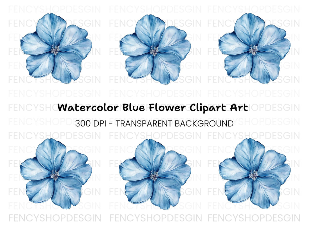 Blue Flower Clipart Bundle