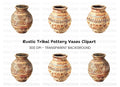 Hand Painted Tribal Clay Pots Clipart Bundle