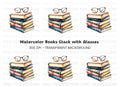 Stack of Books with Glasses Clipart Bundle