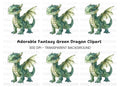 Charming Green Baby Dragon Clipart Bundle