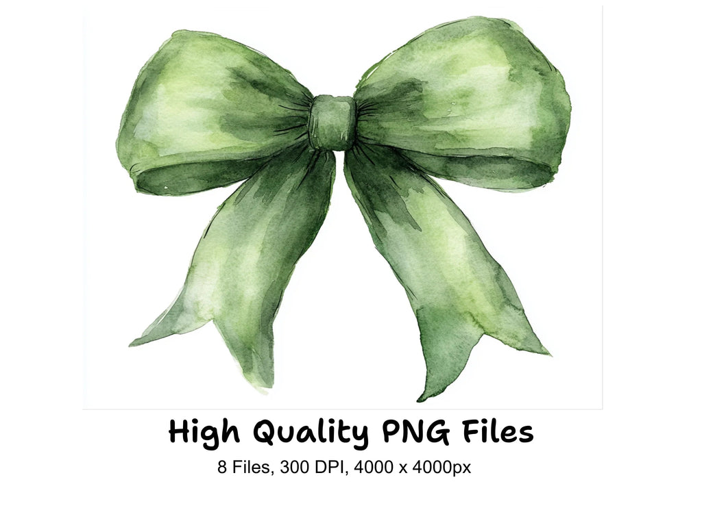 Green Christmas Bows Clipart Bundle