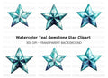 Geometric Blue Crystal Stars Clipart Bundle