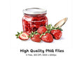 Strawberry Jam Jars with Fresh Strawberries Clipart Bundle