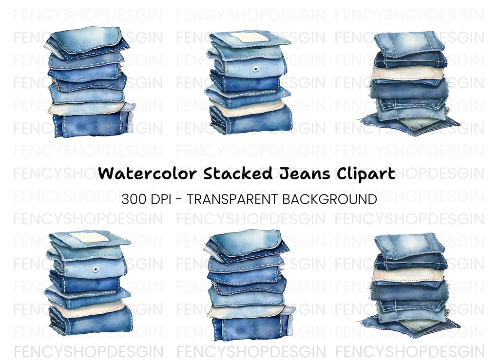 Denim Stacks Clipart Bundle