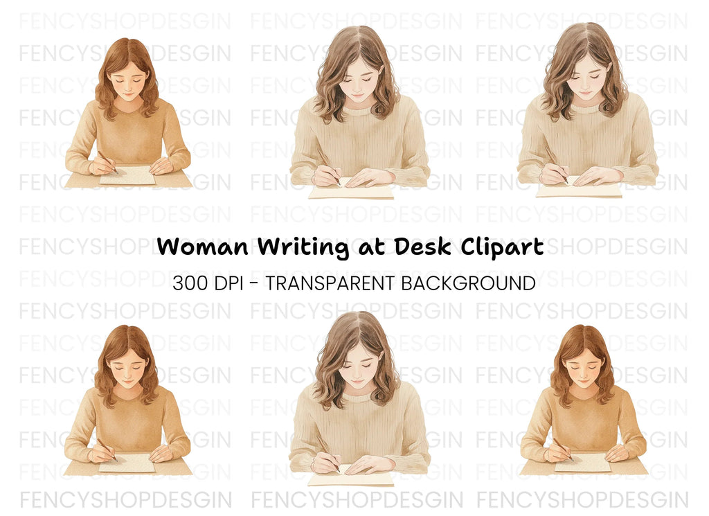 Creative Woman Writing Clipart Bundle