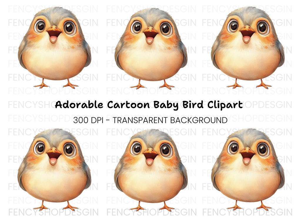 Happy Baby Bird Clipart Bundle