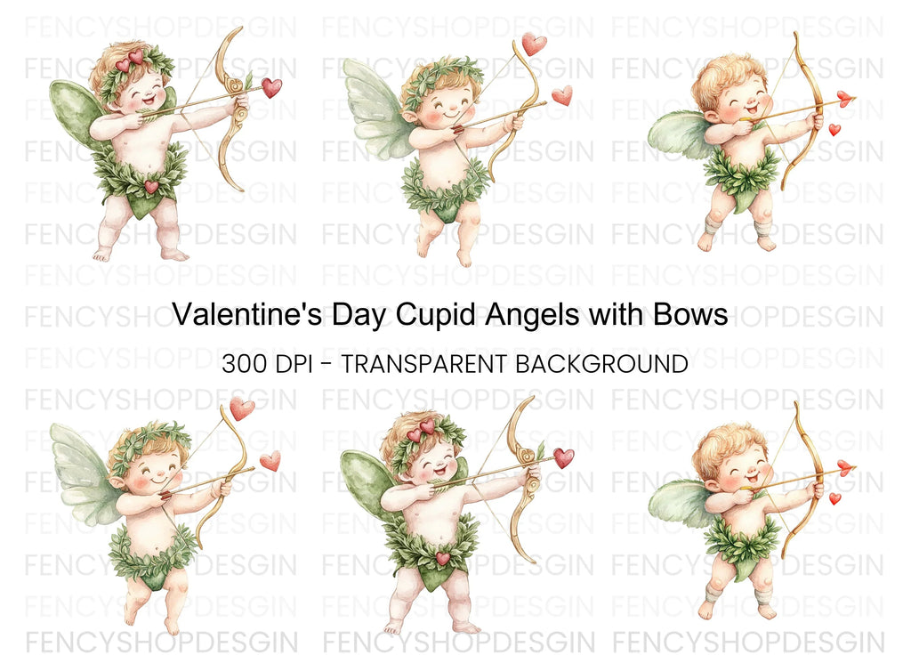 Happy Cupid Archery Clipart Bundle