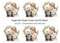 Angel and Elf with Flower Crown Clipart Bundle