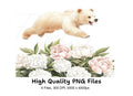 Playful Bear Cubs with Peony Flowers Clipart Bundle