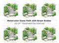 Stone Steps with Lush Greenery Clipart Bundle