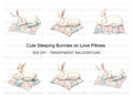 Sleeping Bunnies on Love Letter Pillows Clipart Bundle