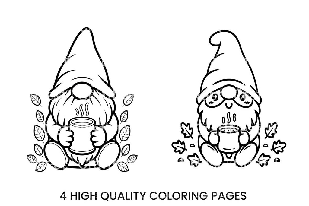 Autumn Gnomes with Hot Drinks Coloring Books