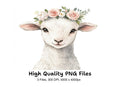 Baby Lambs with Flower Crowns Clipart Bundle