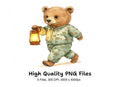 Cute Bear in Pajamas with Lantern Clipart Bundle