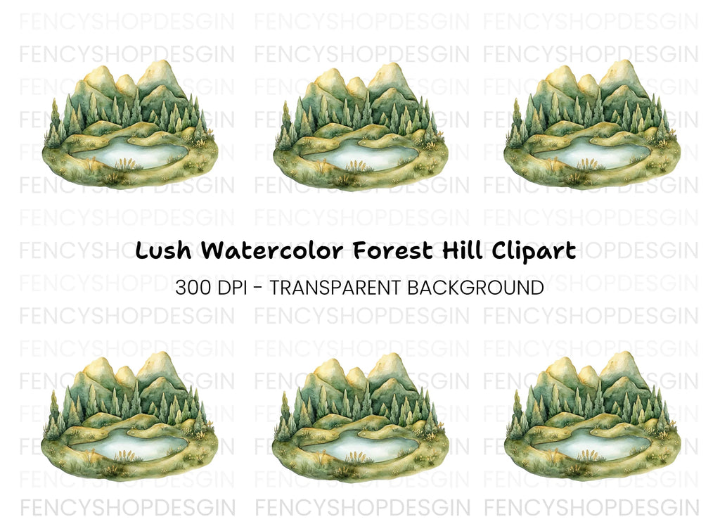 Mountain Lake Forest Clipart Bundle