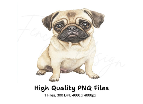 Adorable Pug Puppy Clipart Bundle
