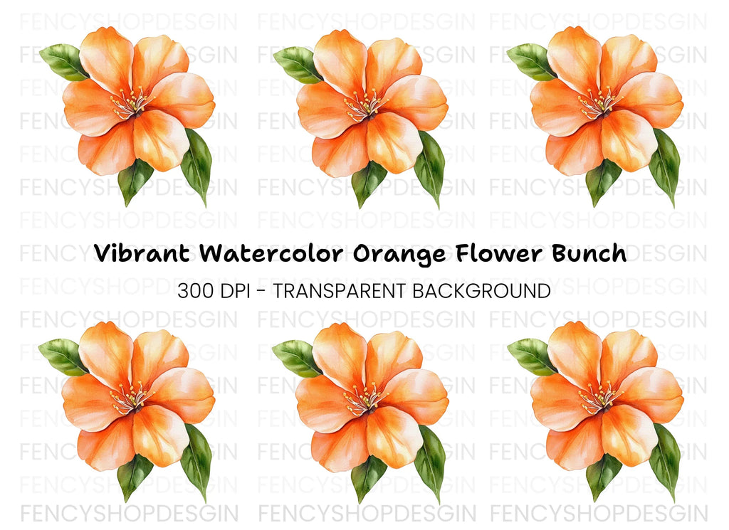 Vibrant Orange Blossom Clipart Bundle