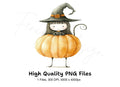 Cute Witch Girl in Pumpkin Clipart Bundle