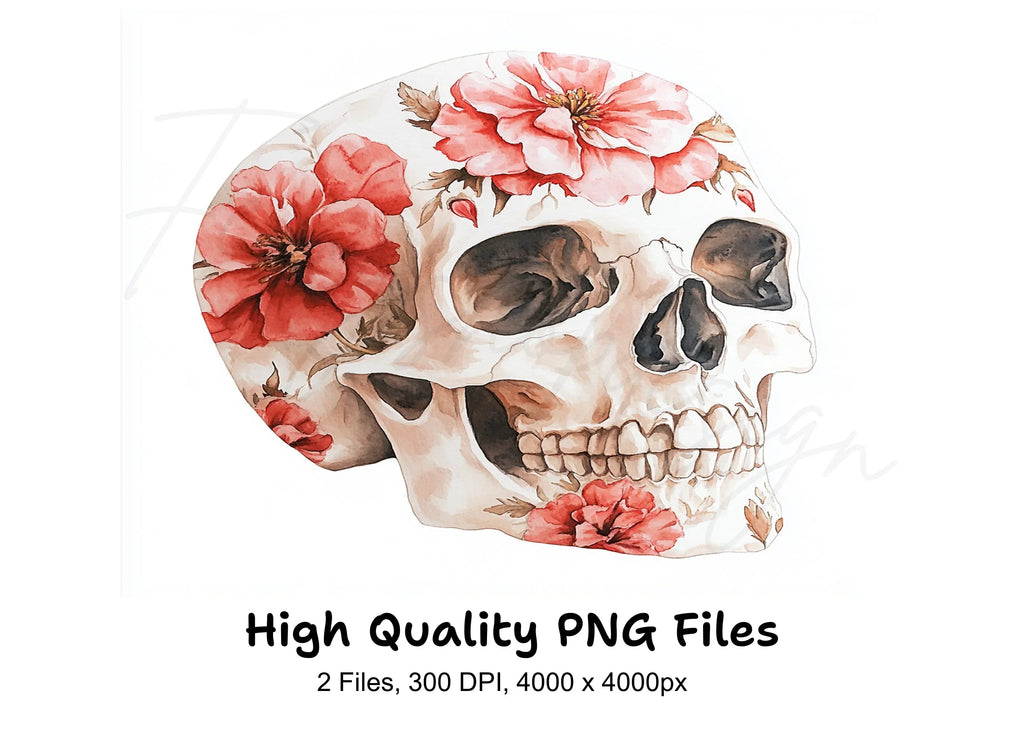 Floral Skull Clipart Bundle