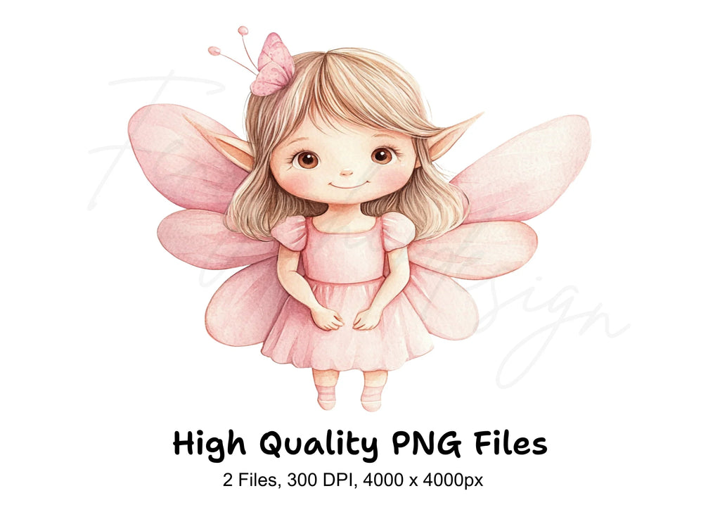 Cute Pink Fairy Clipart Bundle