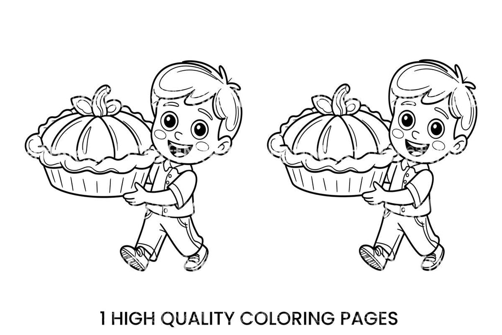 Boy Carrying Pumpkin Pie Coloring Books