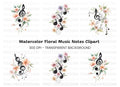 Floral Music Notes Clipart Bundle