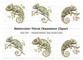 Floral Chameleon Trio Clipart Bundle