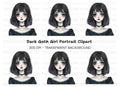 Dark Aesthetic Goth Girl Clipart Bundle
