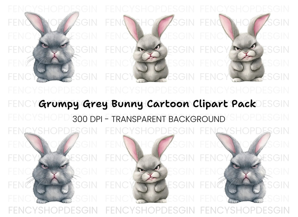 Angry Bunny Clipart Bundle