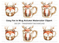 Cute Fox and Deer Mugs Clipart Bundle
