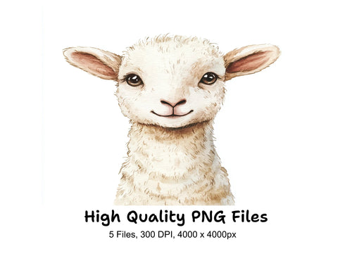 Adorable Lamb Faces Clipart Bundle
