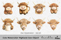 Cute Highland Cow Clipart Bundle