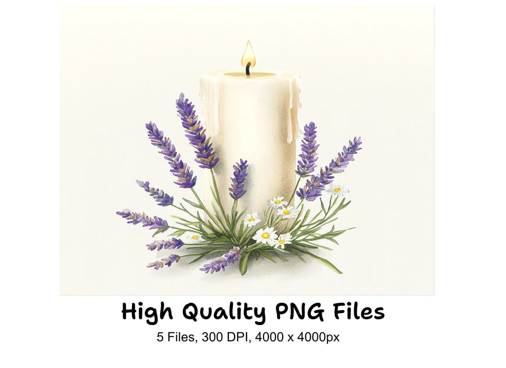 Serene Lavender Candle Clipart Bundle