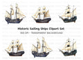 Vintage Pirate Ship Clipart Bundle