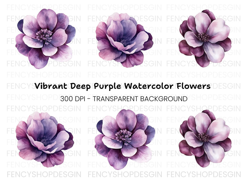 Purple Flowers Clipart Bundle