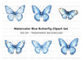 Light Blue Butterfly Clipart Bundle