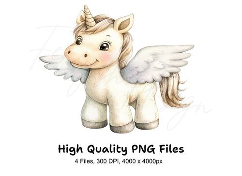 Adorable Unicorn Pegacorn Clipart Bundle