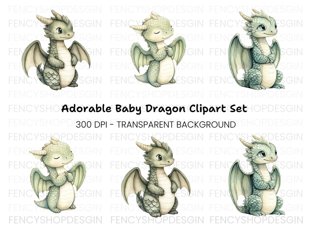 Cute Baby Dragon Clipart Bundle