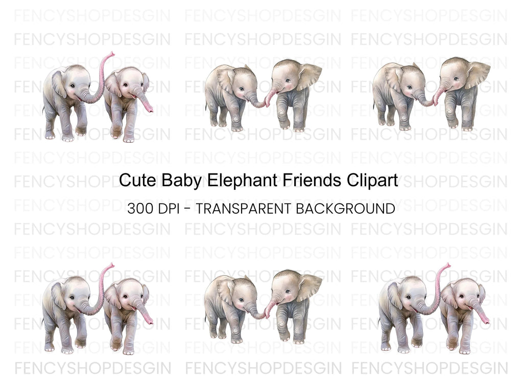 Adorable Baby Elephant Clipart Bundle