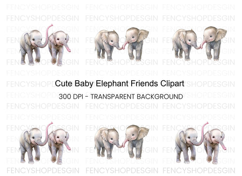 Adorable Baby Elephant Clipart Bundle